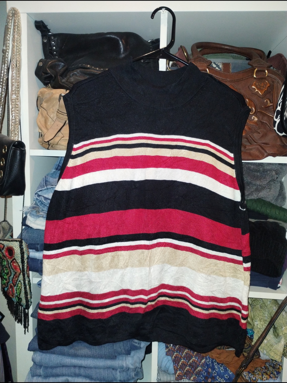 Women's Sleeveless Striped Knit.      Preston & York 1X
